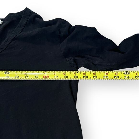 Wilt WomensLong Sleeve Mock Layer Tee Black Small Raw Hem V-Neck Cotton Slub USA - Picture 9 of 10